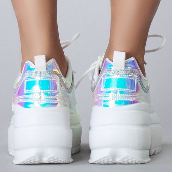 Berness - LILY 5005 Cosmic Trance Holographic Platform Sneakers - Picture 4 of 6